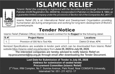 Islamic Relief Islamabad Tender Notice